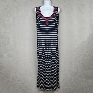 Talbots Dress Womens X Blue White Stripe Nautical Coastal Beachy Resort Vacation